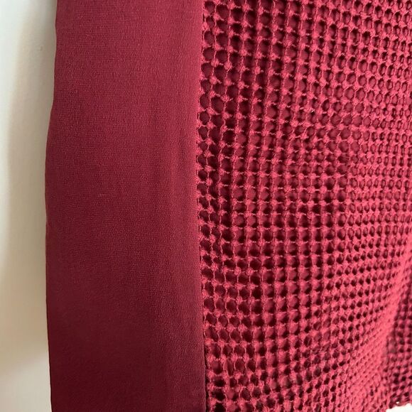 Madewell Burgundy Maroon Crochet and Silk Top - Picture 6 of 10